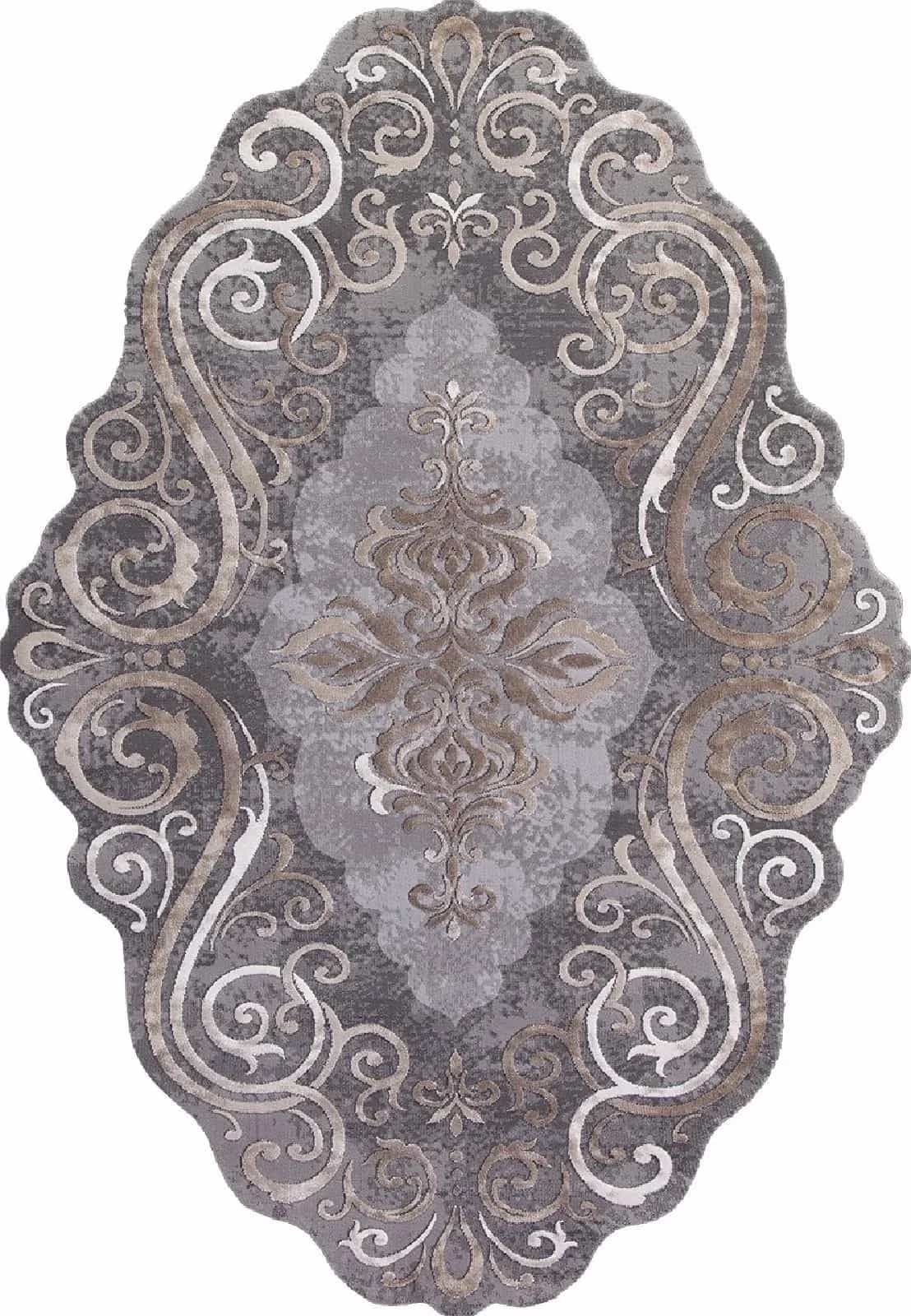 Ковер KARMEN HALI SAFIR 00858C Прямоугольная Grey-Brown Овал 1.95x2.9м
