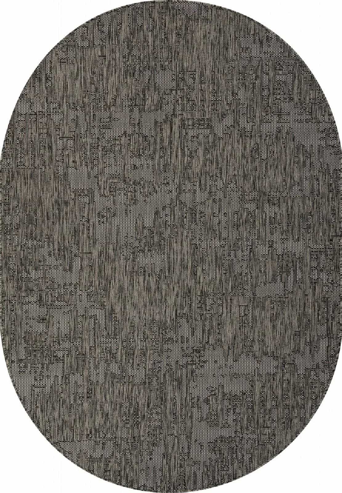 Ковер Ковер Современный MERINOS KAIR S144 BLACK-GRAY Овал Овал 1.6x3м